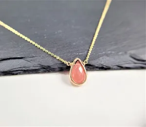 Rhodochrosite Pear Briolette Necklace