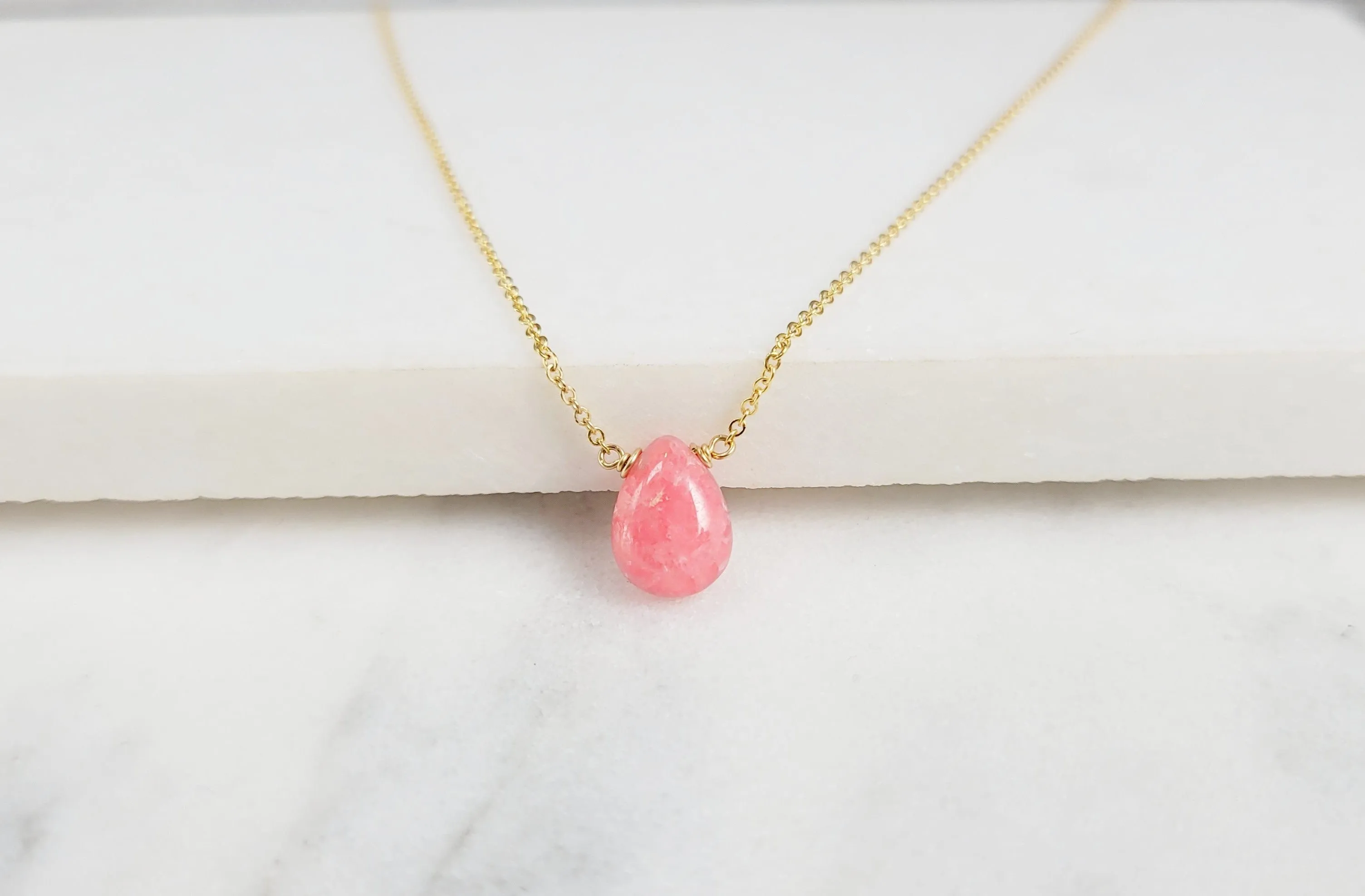 Rhodochrosite Pear Necklace
