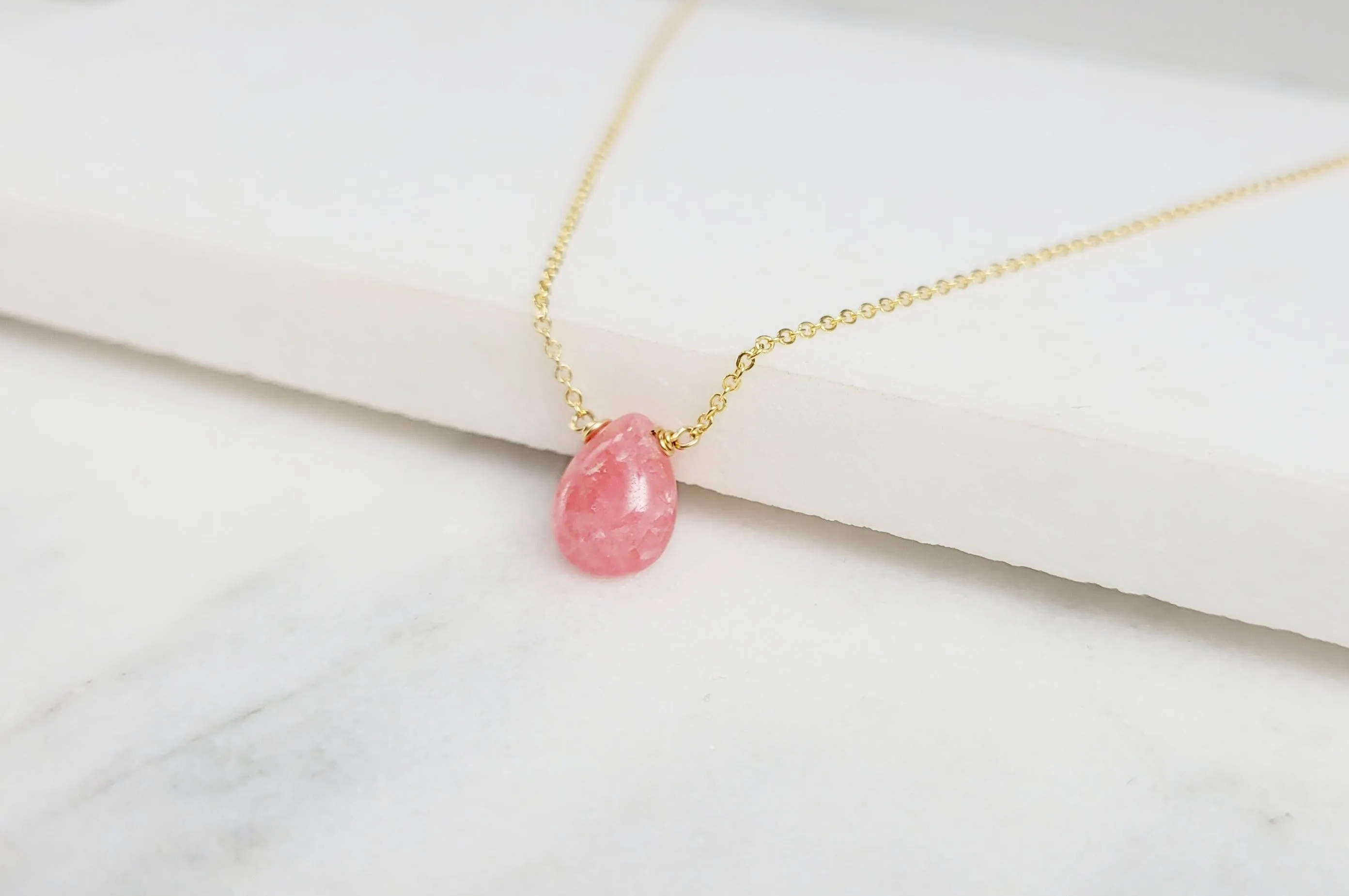 Rhodochrosite Pear Necklace