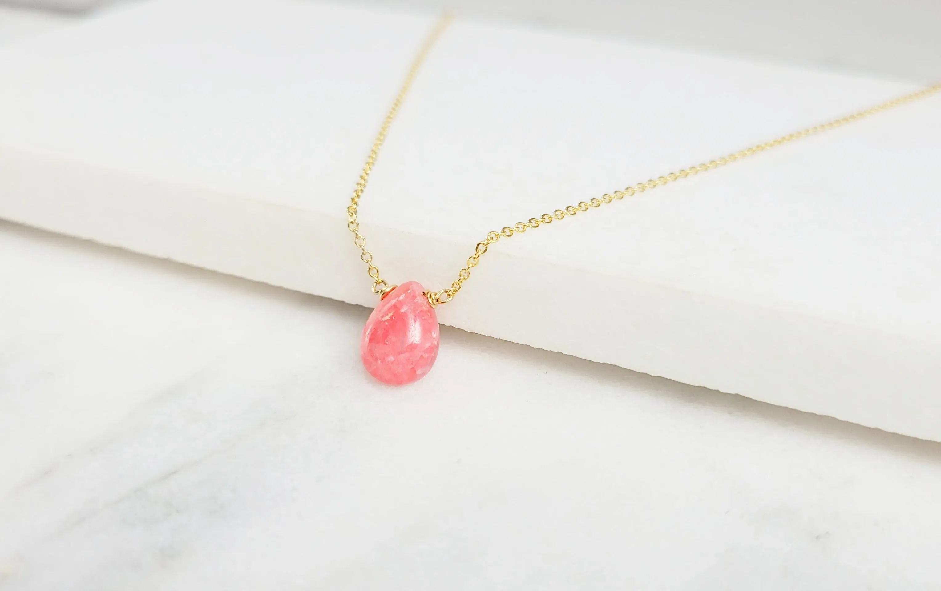 Rhodochrosite Pear Necklace