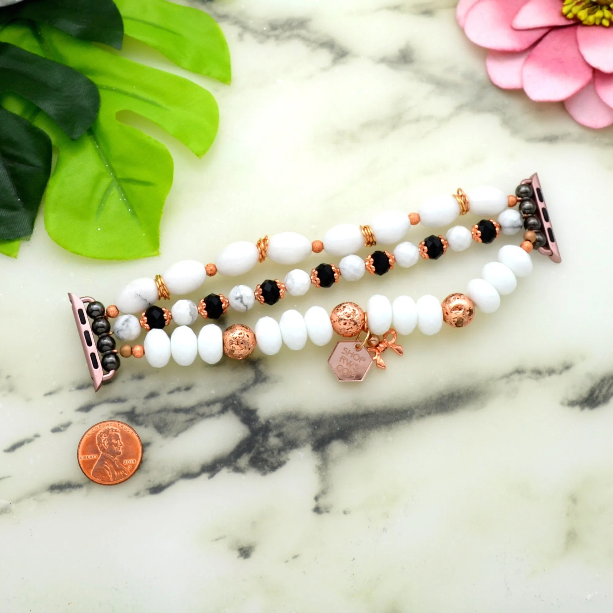SALE Watch Beaded Band 38mm Rose Gold Bracelet Stack