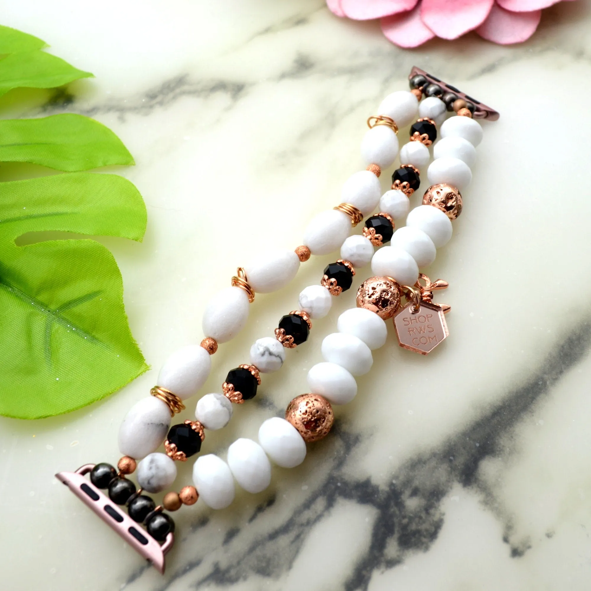 SALE Watch Beaded Band 38mm Rose Gold Bracelet Stack