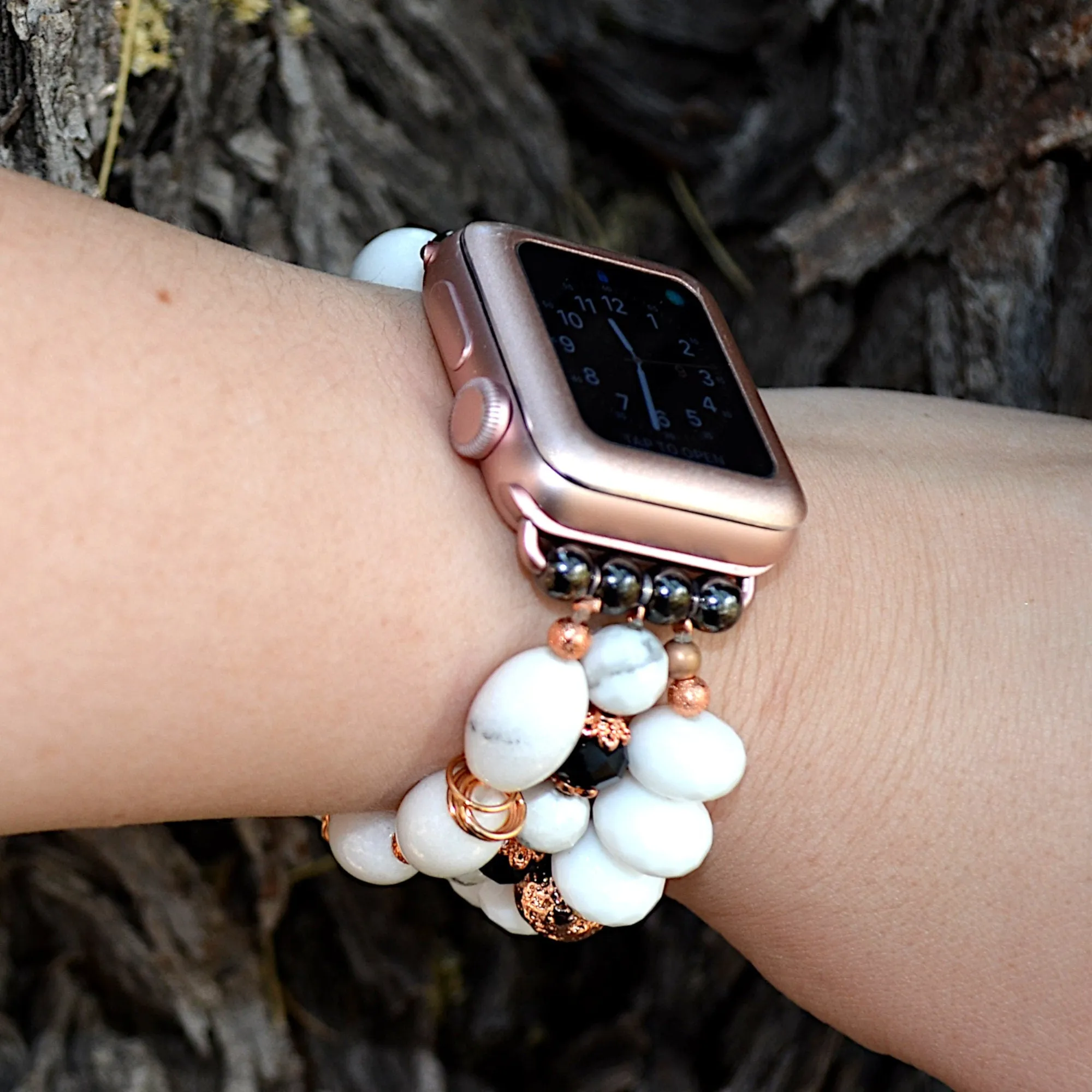 SALE Watch Beaded Band 38mm Rose Gold Bracelet Stack