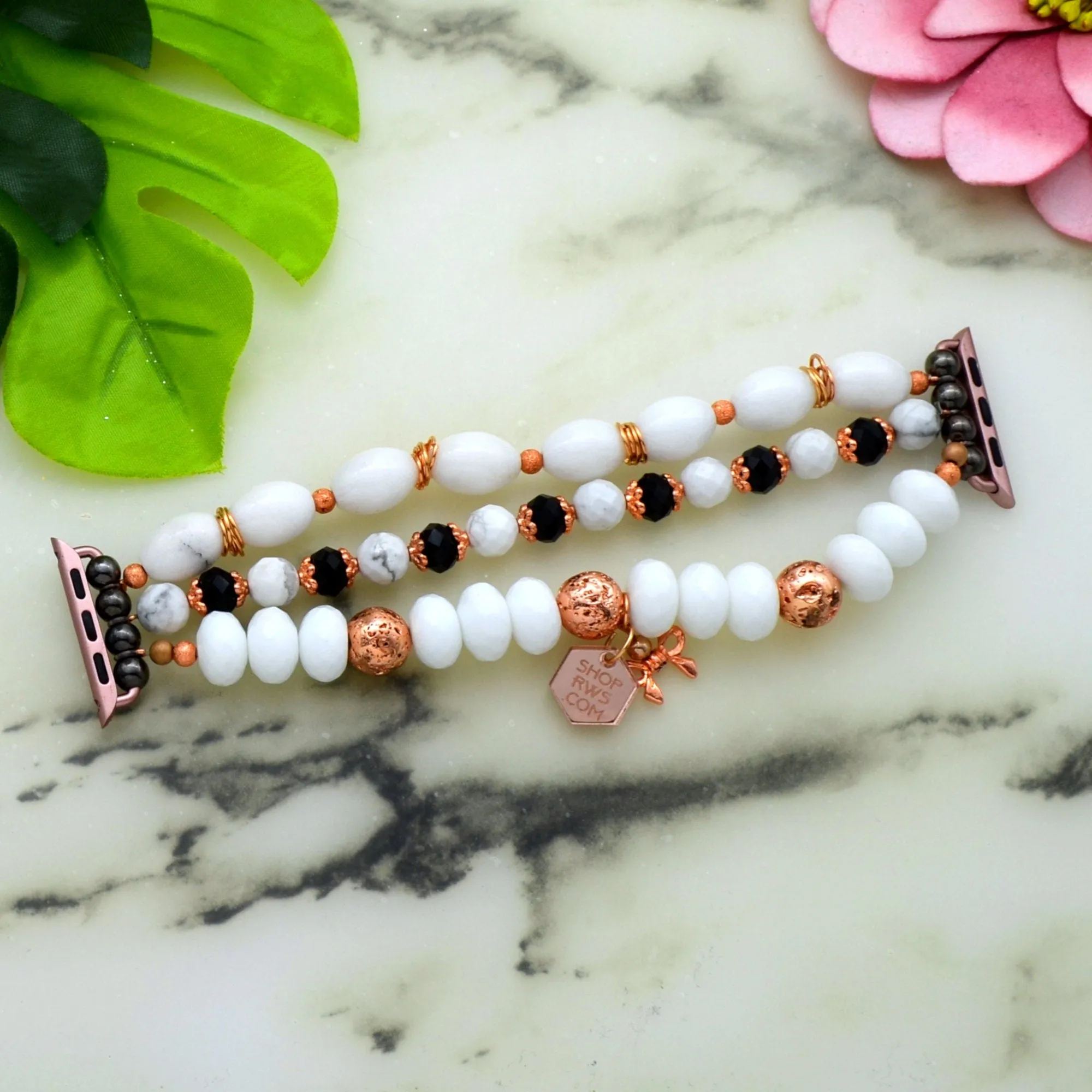 SALE Watch Beaded Band 38mm Rose Gold Bracelet Stack
