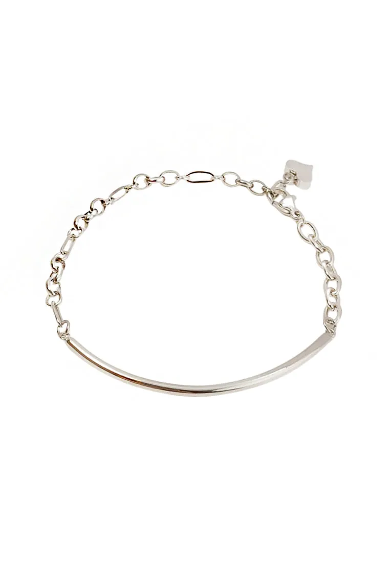 Serene Arc Bracelet with Heart Pendant