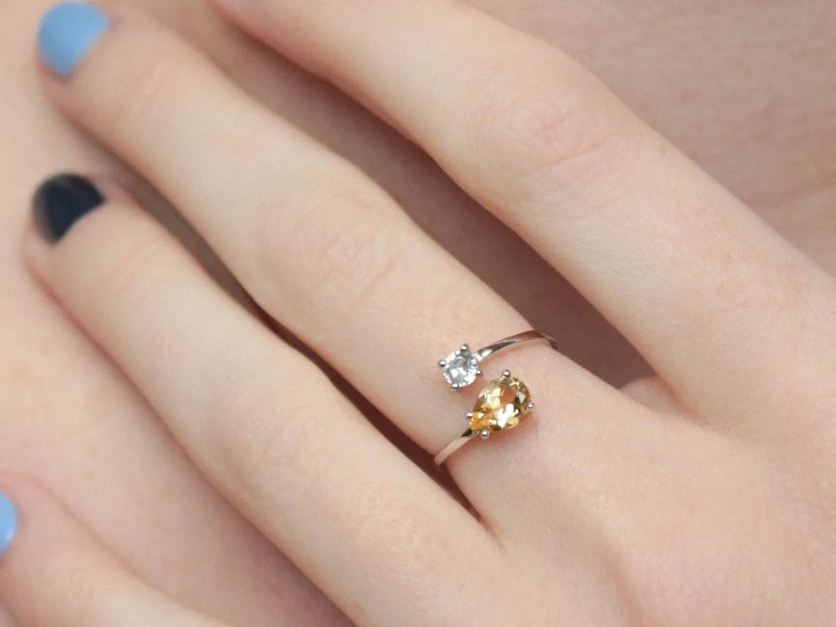 Serpentine Citrine Silver Ring