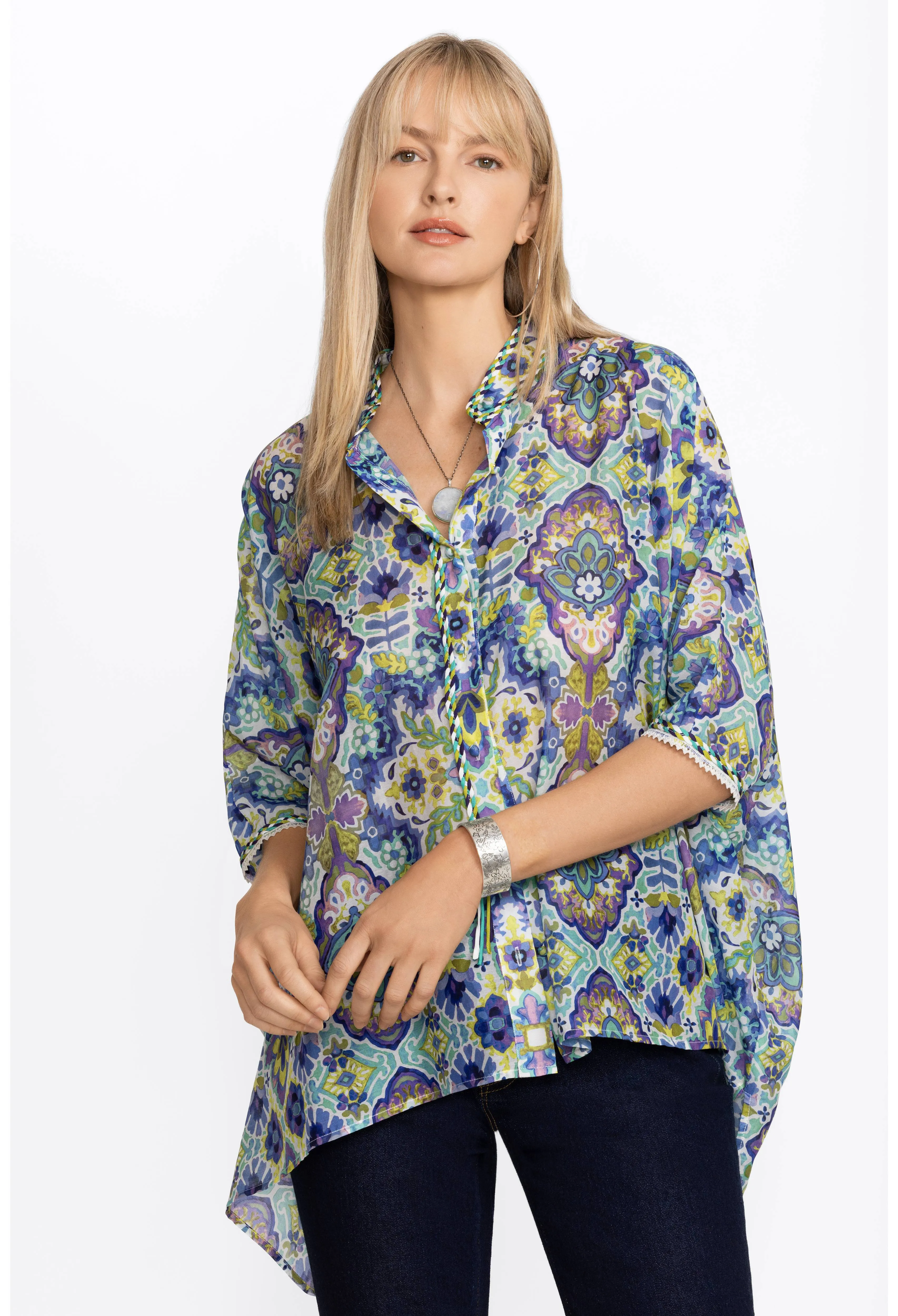 Silk Multicolor Kaleidoscope Blouse