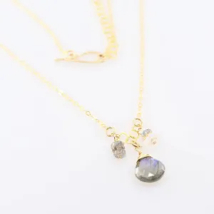 Small Gemstone Cascade Necklace with Labradorite and Moonstone