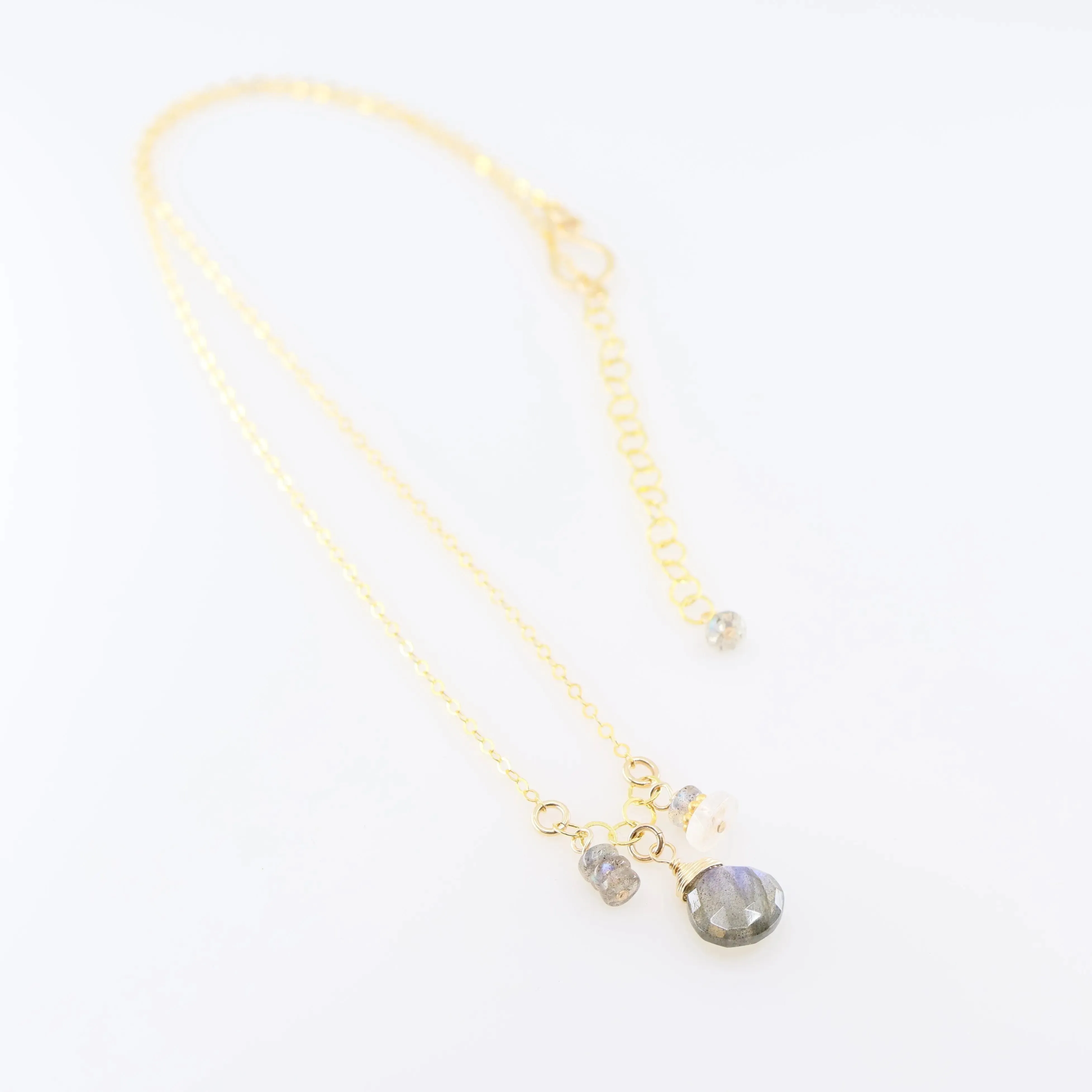 Small Gemstone Cascade Necklace with Labradorite and Moonstone