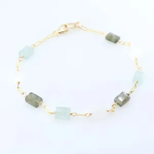 Small Rectangle Cut Mixed Gemstone Bracelet
