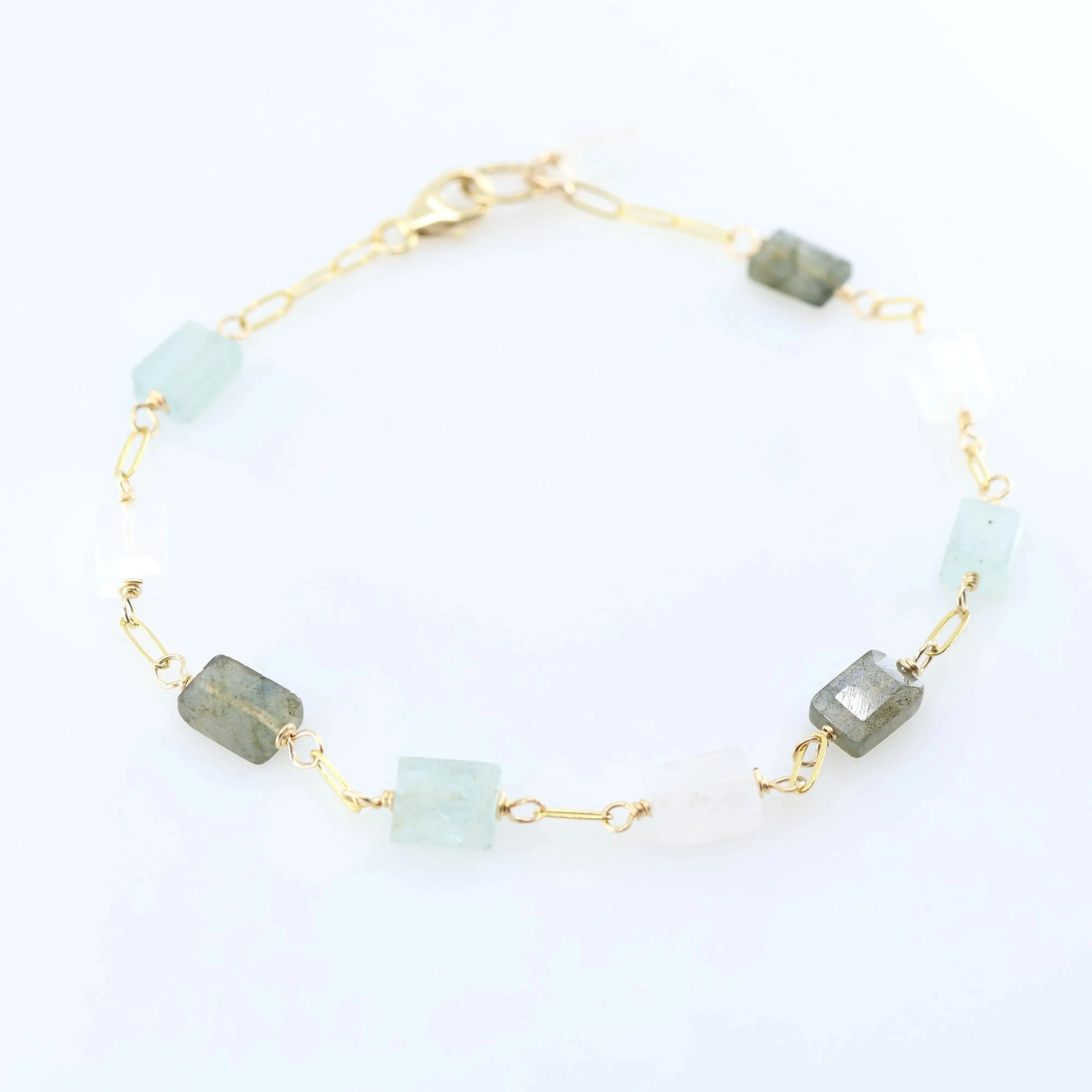 Small Rectangle Cut Mixed Gemstone Bracelet