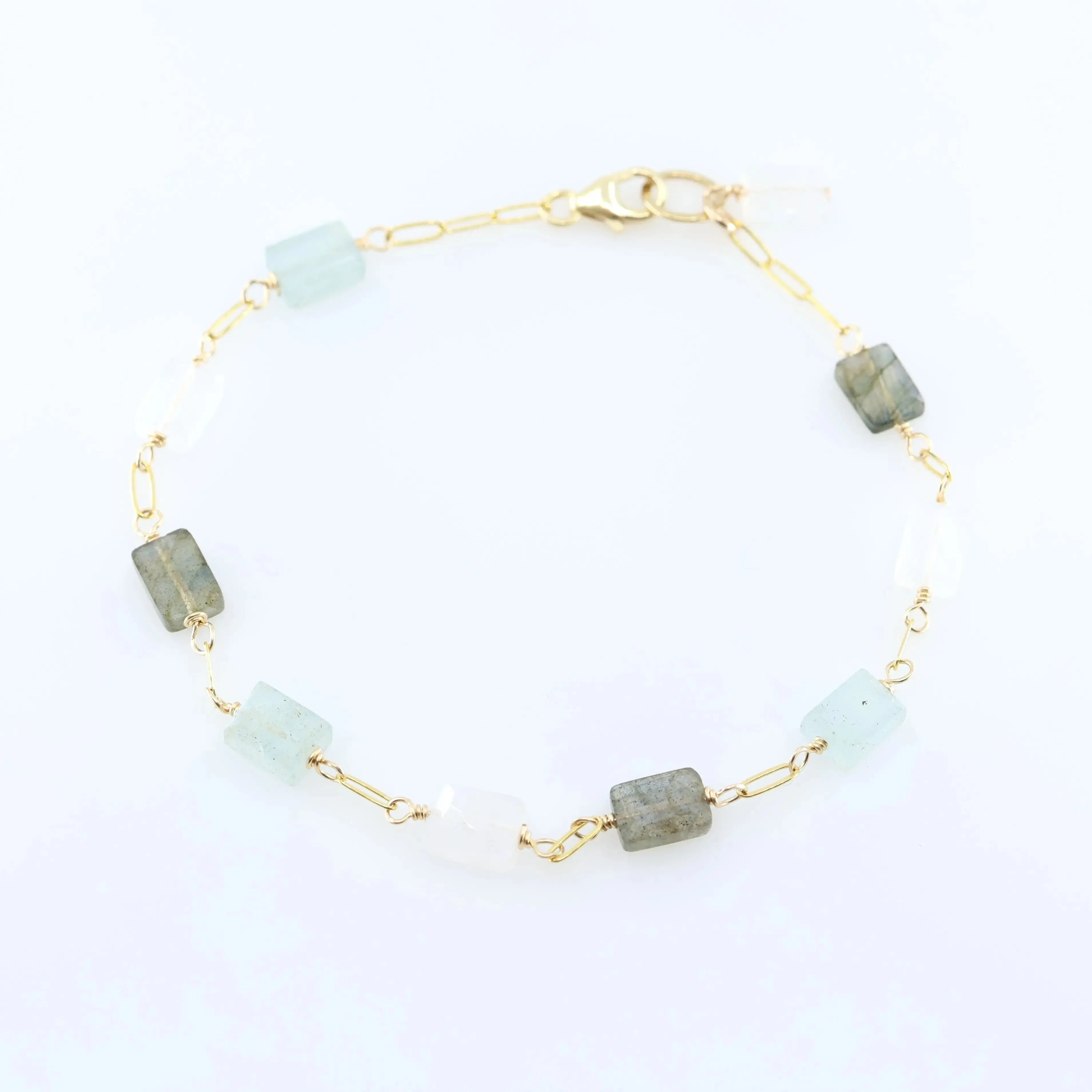 Small Rectangle Cut Mixed Gemstone Bracelet
