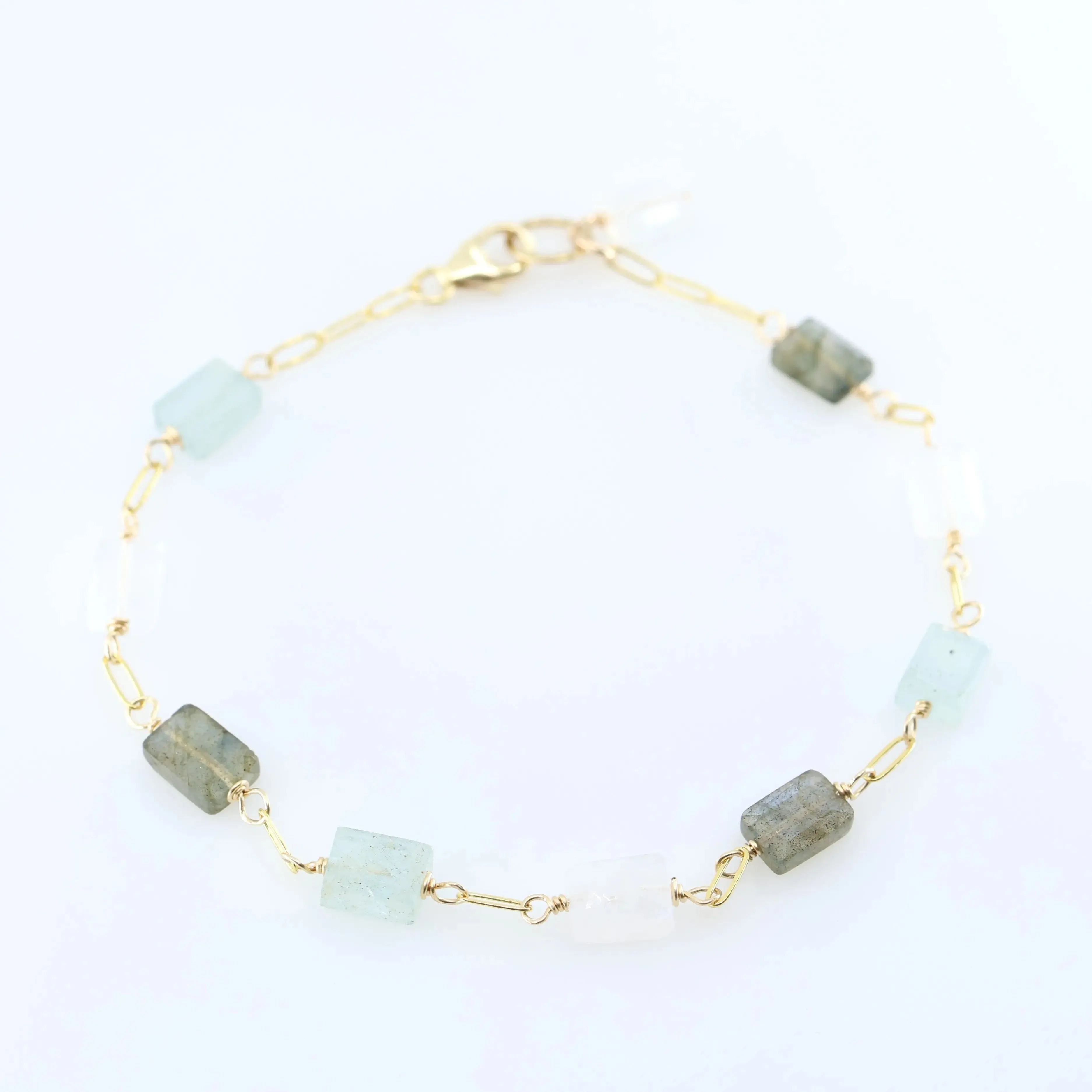 Small Rectangle Cut Mixed Gemstone Bracelet