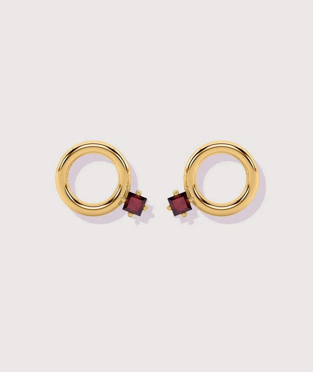 Square Ruby Donut Stud