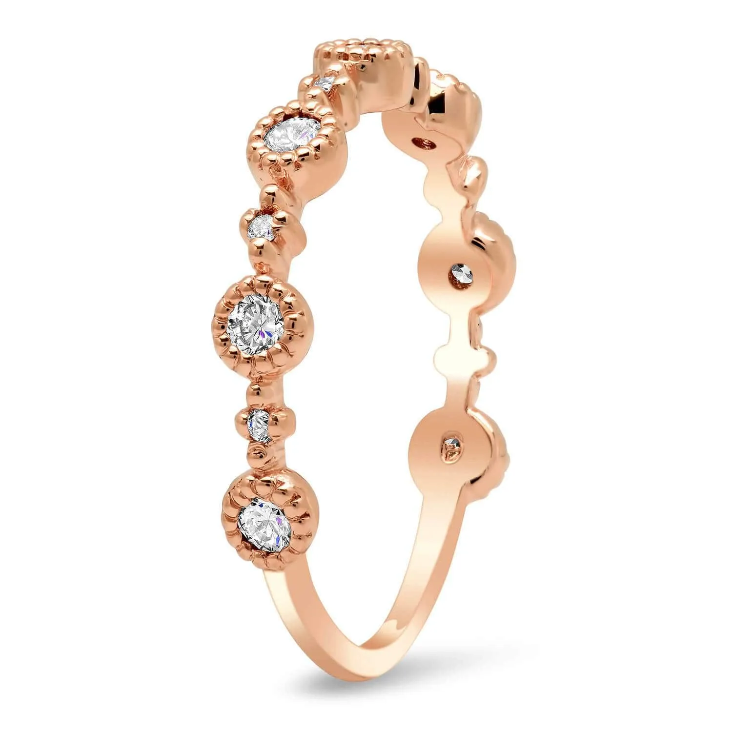 Whimsical Diamond Wedding Ring with Alternating Pattern